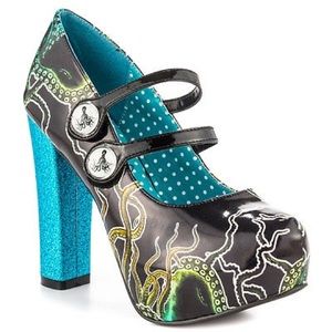 Too Fast Blue Glitter Octopus Heel