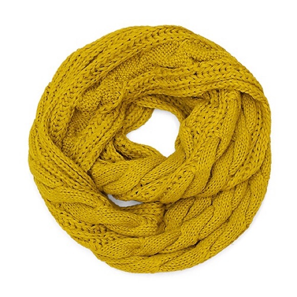 Chunky Solid Color Cable Knitted Infinity Scarf - Picture 2 of 2