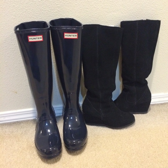 Adjustable Navy Hunter boot size 8 - Picture 1 of 4