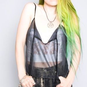 Sheer iridescent crop tank 90s