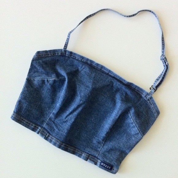 Guess denim crop tube top 90s