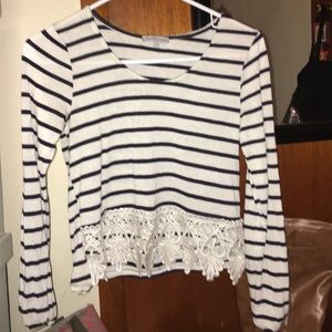 Navy blue and white striped long sleeve