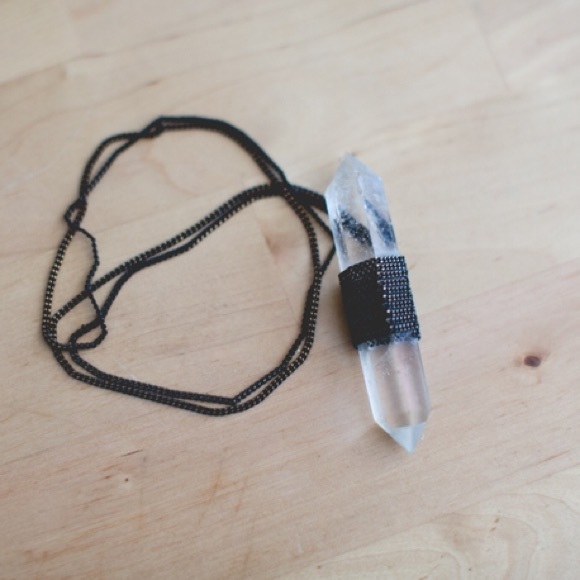 Quartz crystal wand necklace