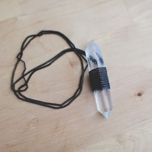 Quartz crystal wand necklace
