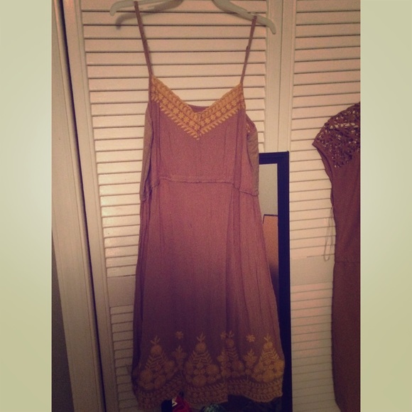 Floral tan and yellow sundress