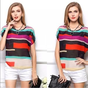 🎉FLASH SALE🎉🎀color block  chiffon top