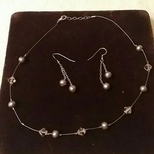 CUSTOM-MADE PURPLE NECKLACE/EARRINGS SET