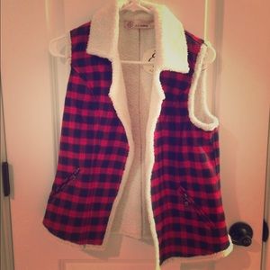 Buffalo Check faux fur lined vest