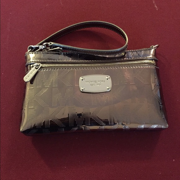 Michael Kors Large Silver Foil Wristlet