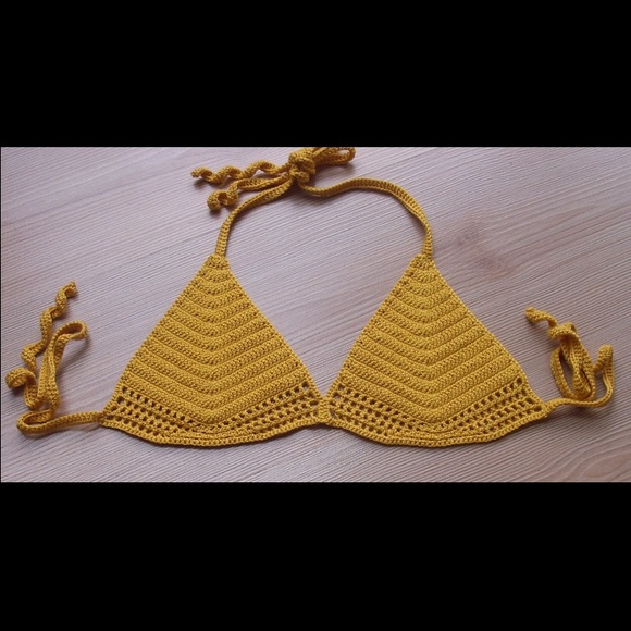 Mustard crochet bikini top only S