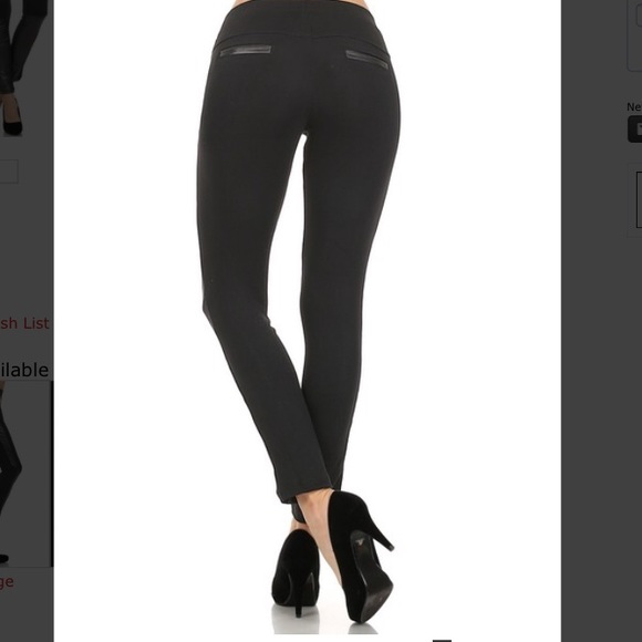 Black leggings with vegan leather - Picture 3 of 4