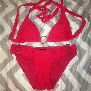 Red bikini halter top & bottoms