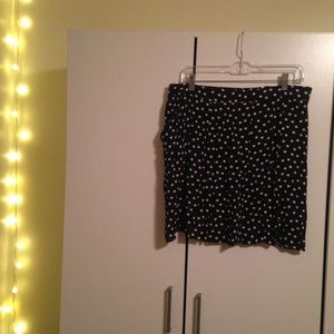 Navy polka dot mini skirt.