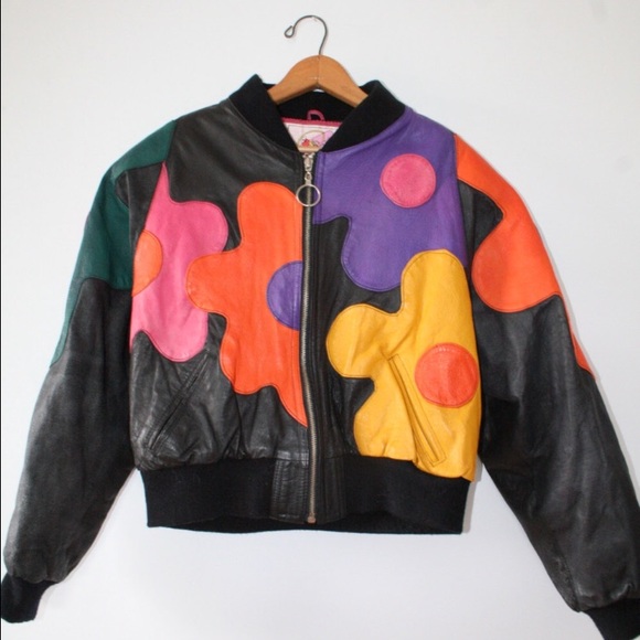 80s FLOWER LEATHER BOMBER