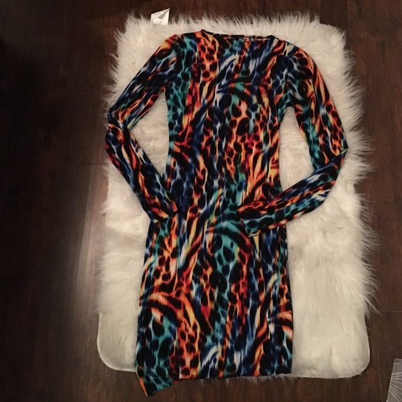 Multi color pattern skin tight dress