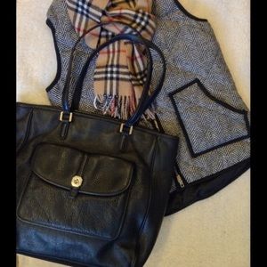 Tory Burch Black Leather Shoulder Tote