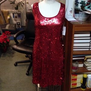 Papillon Blanc stretchy red sequin dress sz M