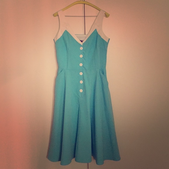 Teal vintage style dress