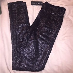 May & July brand black sequin leggings