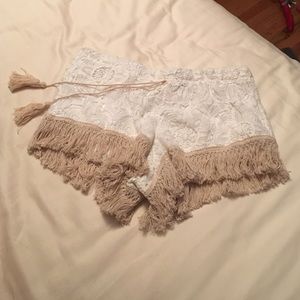 White lace shorts