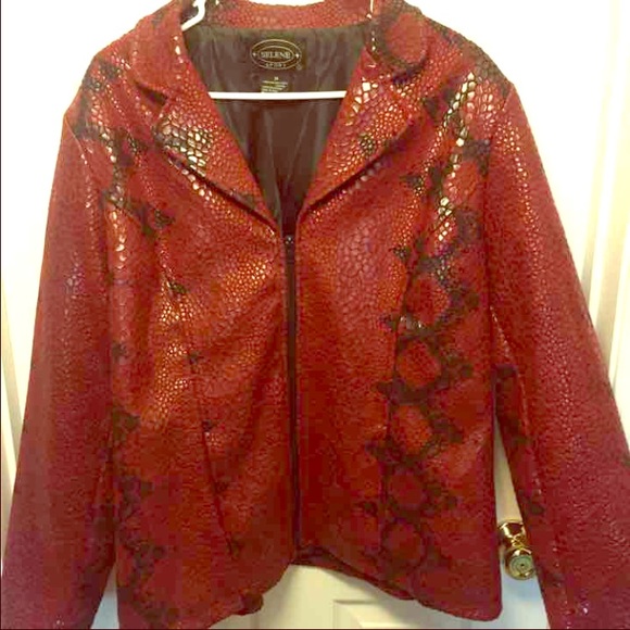 Red Faux Snake Skin Jacket