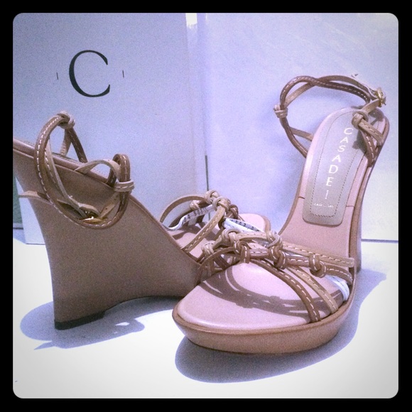 Casadei nude wedge platform sandals