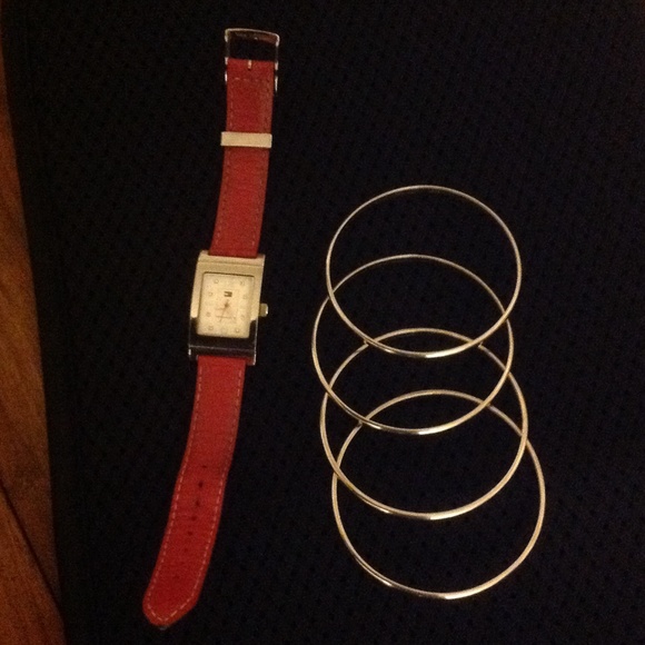 Bundleth Reversible Watch, Silver Bangles Bracelet - image 2