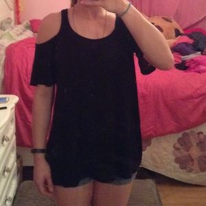 Black off the shoulder shirt