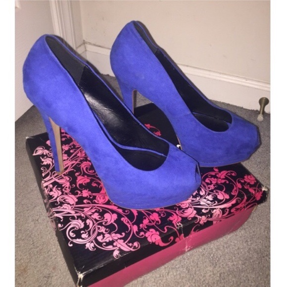 Blue peep toe heels - Picture 3 of 4