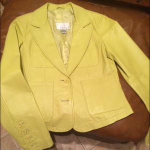 Lime green leather jacket!