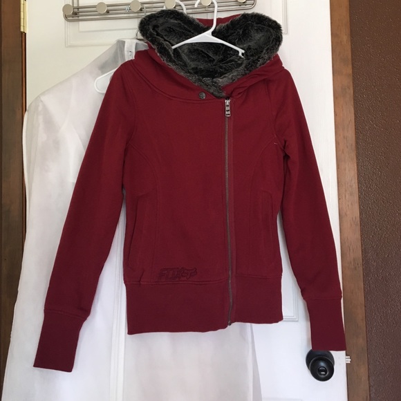 🚨1 HR SALE🚨$40+OFF FOX RACING RED FURRY HOODIE - Picture 4 of 4
