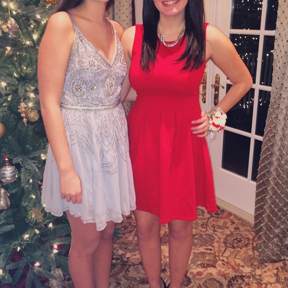 Red semi-formal dress