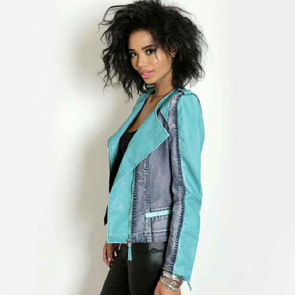 1 Day Sale! NWT Faux Leather Denim Jacket, S
