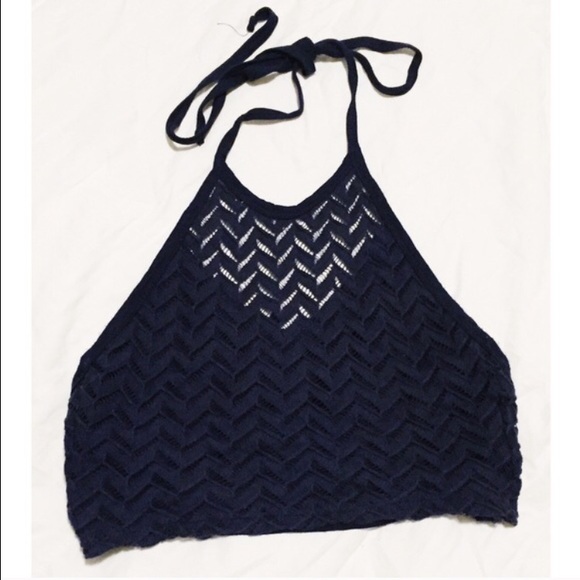 Backless halter crochet top