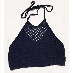 Backless halter crochet top