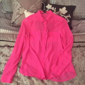 Bright pink Sheer button up