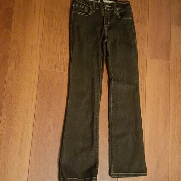 Dark, black/blue, denim DKNY jeans boot cut