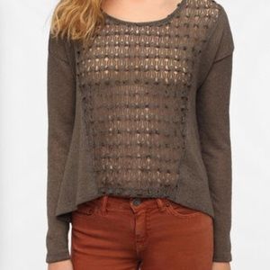 Staring at stars crochet panel sweater knit top