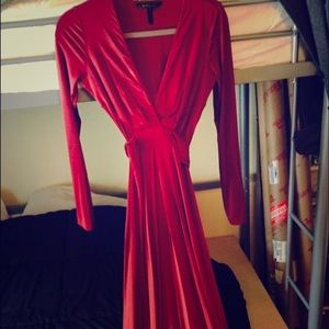 Merlot Floor-Length Long-Sleeve Dress - BCBGMaxAZR