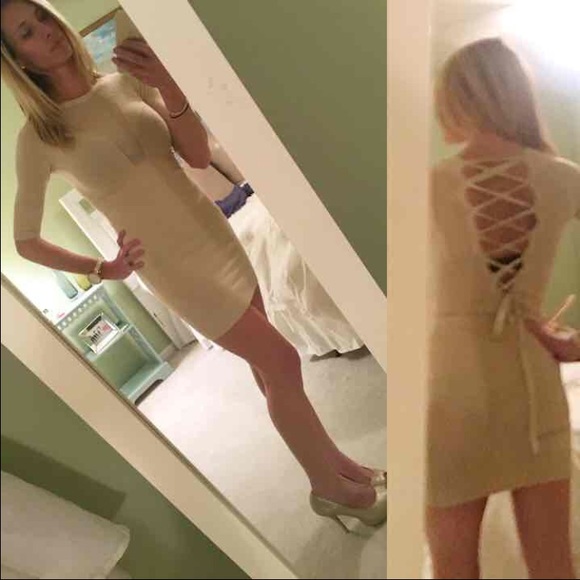 🎉SALE🎉Lace up tan sweater dress