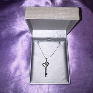 Zales diamond heart and key necklace