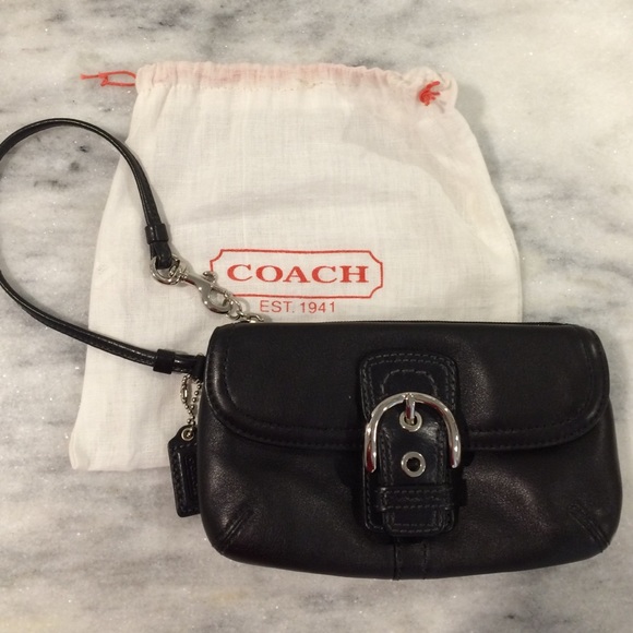 Coach black leather wristlet brand new, never used