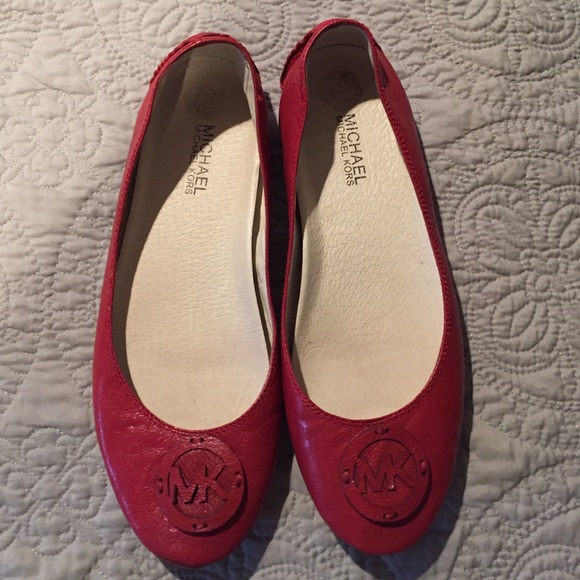 Michael Kors red leather flats