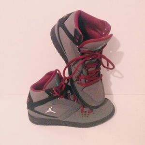 Black and Burgundy Jordans