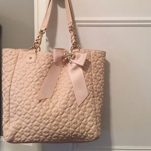 Betsy Johnson cream heart tote