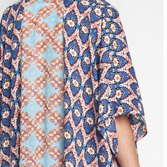 Blue/coral mixed print kimono - Picture 3 of 3