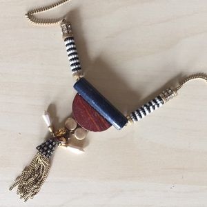 J crew navy and gold statement necklace