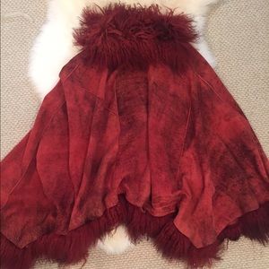 100% REAL fur and suede Italian poncho. Brand new