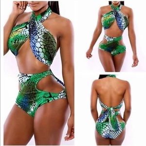 High Waist Cut Out Wrap Top Bikini Sz Medium