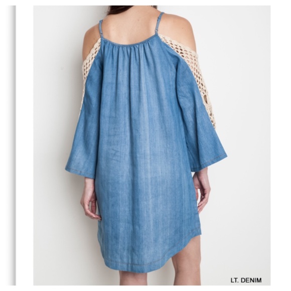 Denim crochet sleeve dress - Picture 2 of 2